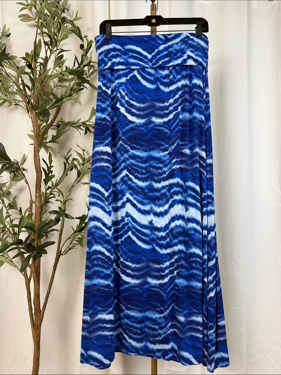 Cynthia Rowley Dresses & Skirts - Cynthia Rowley Fold Over Blue and White Wave-Print Maxi Skirt Sz L (B5)